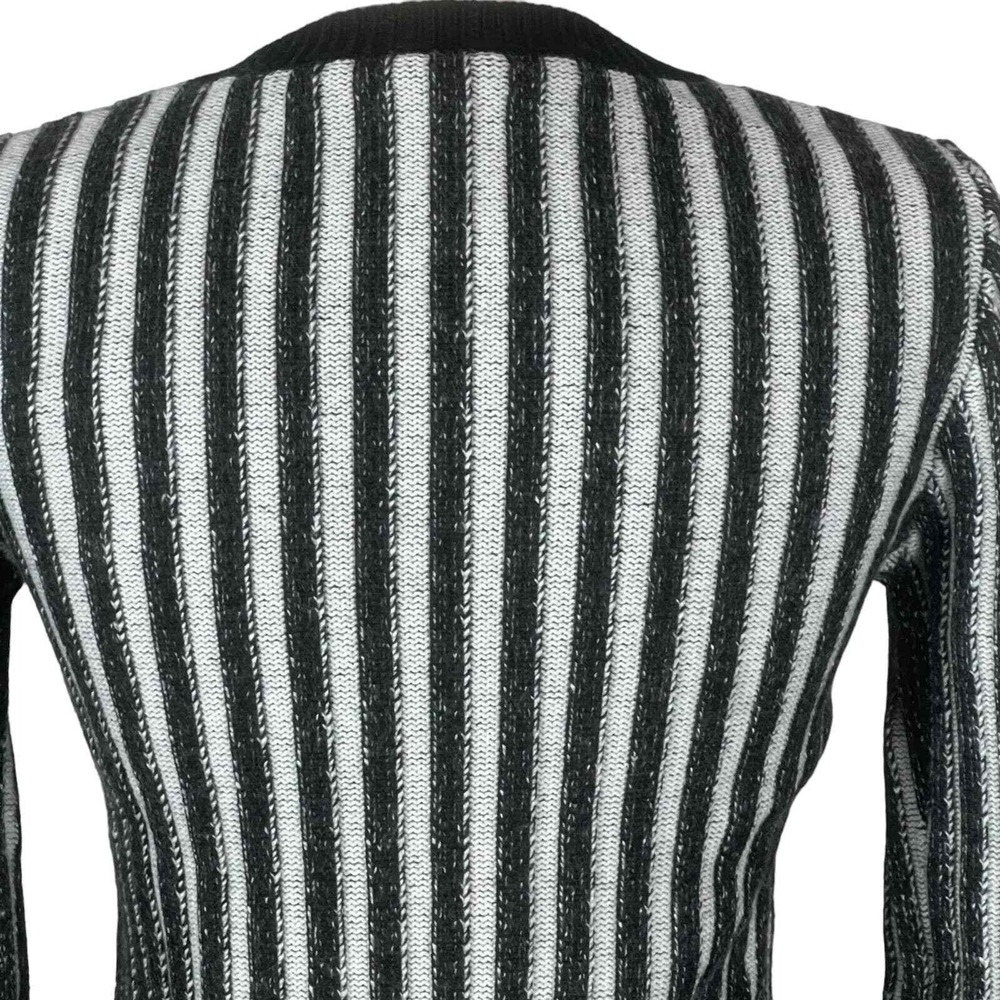 Vince Striped Zip Front Knit Cardigan Sweater Jacket  M Black White - Picture 5 of 16